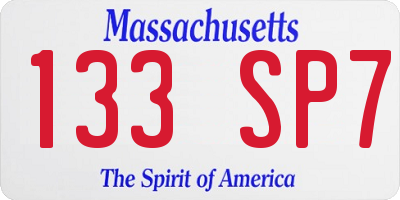 MA license plate 133SP7
