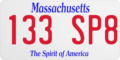 MA license plate 133SP8