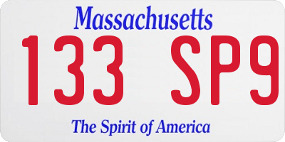 MA license plate 133SP9
