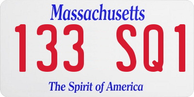 MA license plate 133SQ1