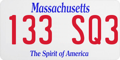 MA license plate 133SQ3