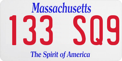 MA license plate 133SQ9