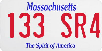 MA license plate 133SR4