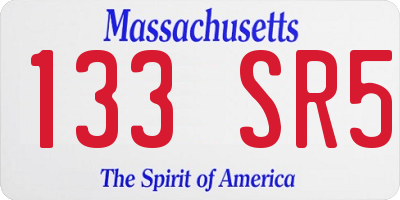 MA license plate 133SR5