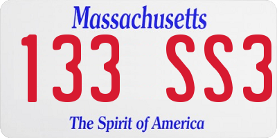 MA license plate 133SS3