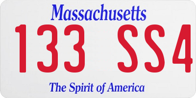 MA license plate 133SS4