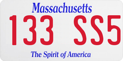 MA license plate 133SS5