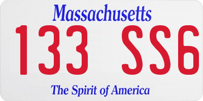MA license plate 133SS6