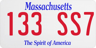 MA license plate 133SS7