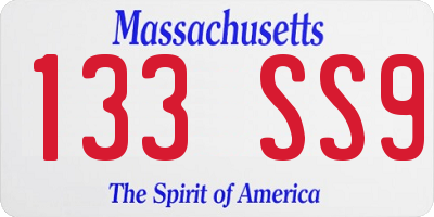 MA license plate 133SS9