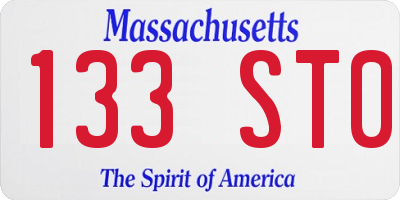 MA license plate 133ST0