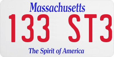 MA license plate 133ST3