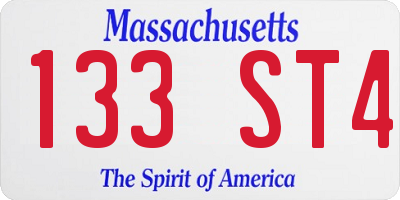 MA license plate 133ST4
