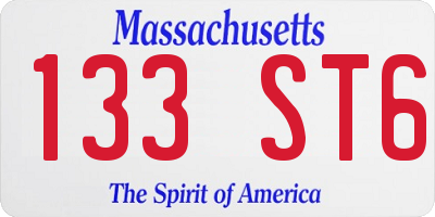 MA license plate 133ST6