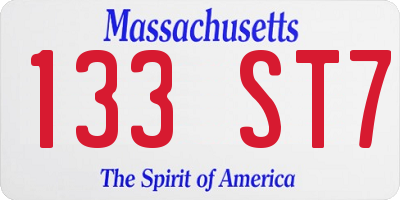 MA license plate 133ST7