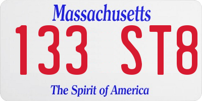 MA license plate 133ST8