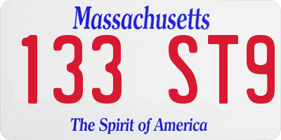 MA license plate 133ST9