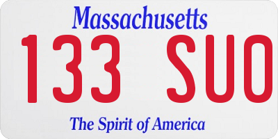 MA license plate 133SU0