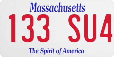 MA license plate 133SU4