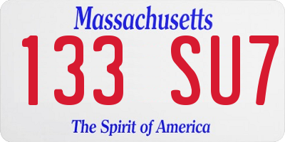 MA license plate 133SU7
