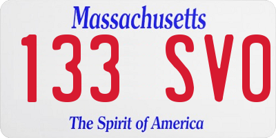 MA license plate 133SV0