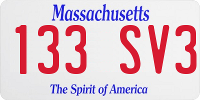 MA license plate 133SV3