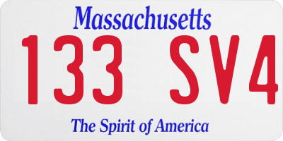 MA license plate 133SV4