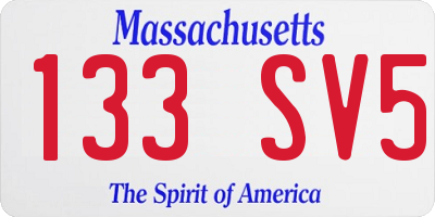 MA license plate 133SV5