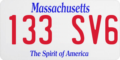 MA license plate 133SV6