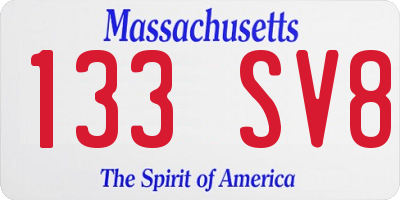 MA license plate 133SV8