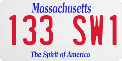 MA license plate 133SW1