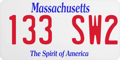 MA license plate 133SW2