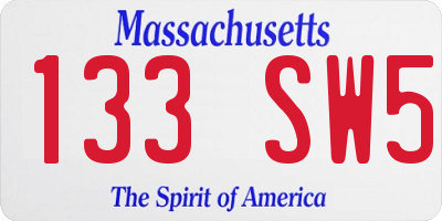 MA license plate 133SW5