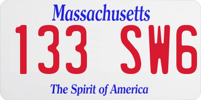 MA license plate 133SW6