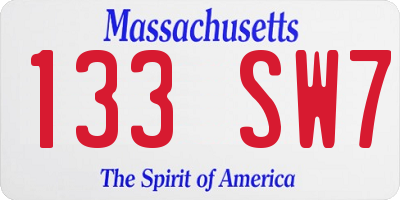 MA license plate 133SW7