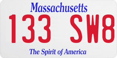 MA license plate 133SW8