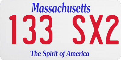 MA license plate 133SX2