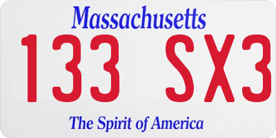 MA license plate 133SX3