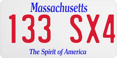 MA license plate 133SX4
