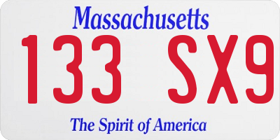 MA license plate 133SX9