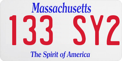 MA license plate 133SY2