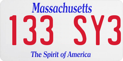 MA license plate 133SY3