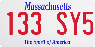 MA license plate 133SY5