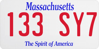 MA license plate 133SY7