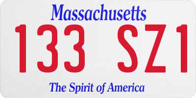 MA license plate 133SZ1