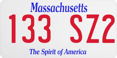 MA license plate 133SZ2