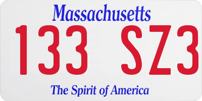 MA license plate 133SZ3