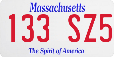 MA license plate 133SZ5