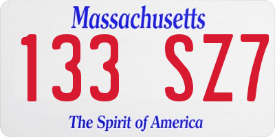 MA license plate 133SZ7