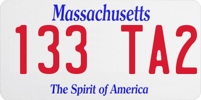MA license plate 133TA2